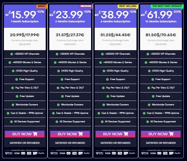 XstreamIPTV Pricing