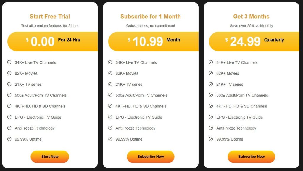 Zest IPTV Pricing