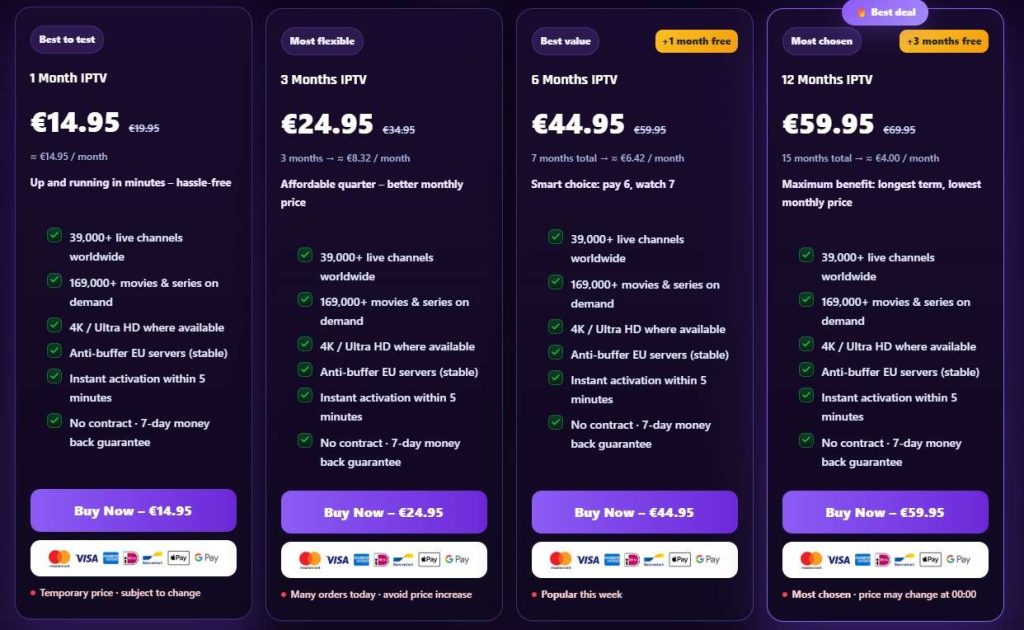 debesteiptv pricing