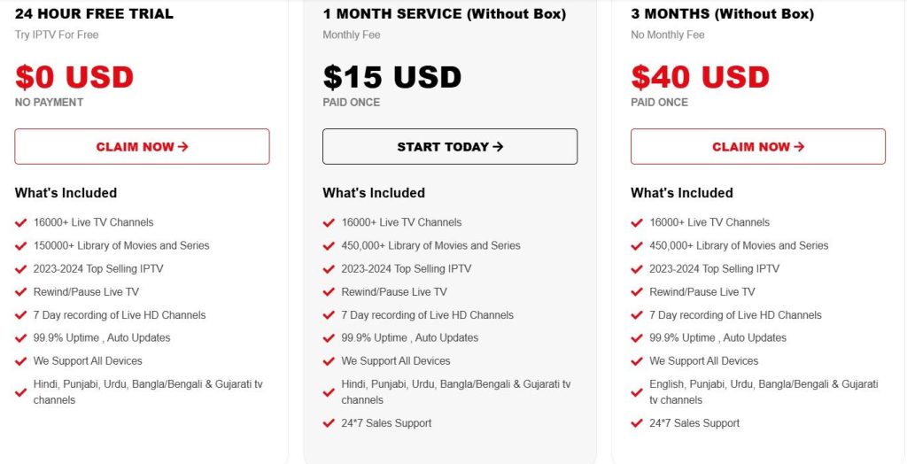 Indians IPTV Pricing